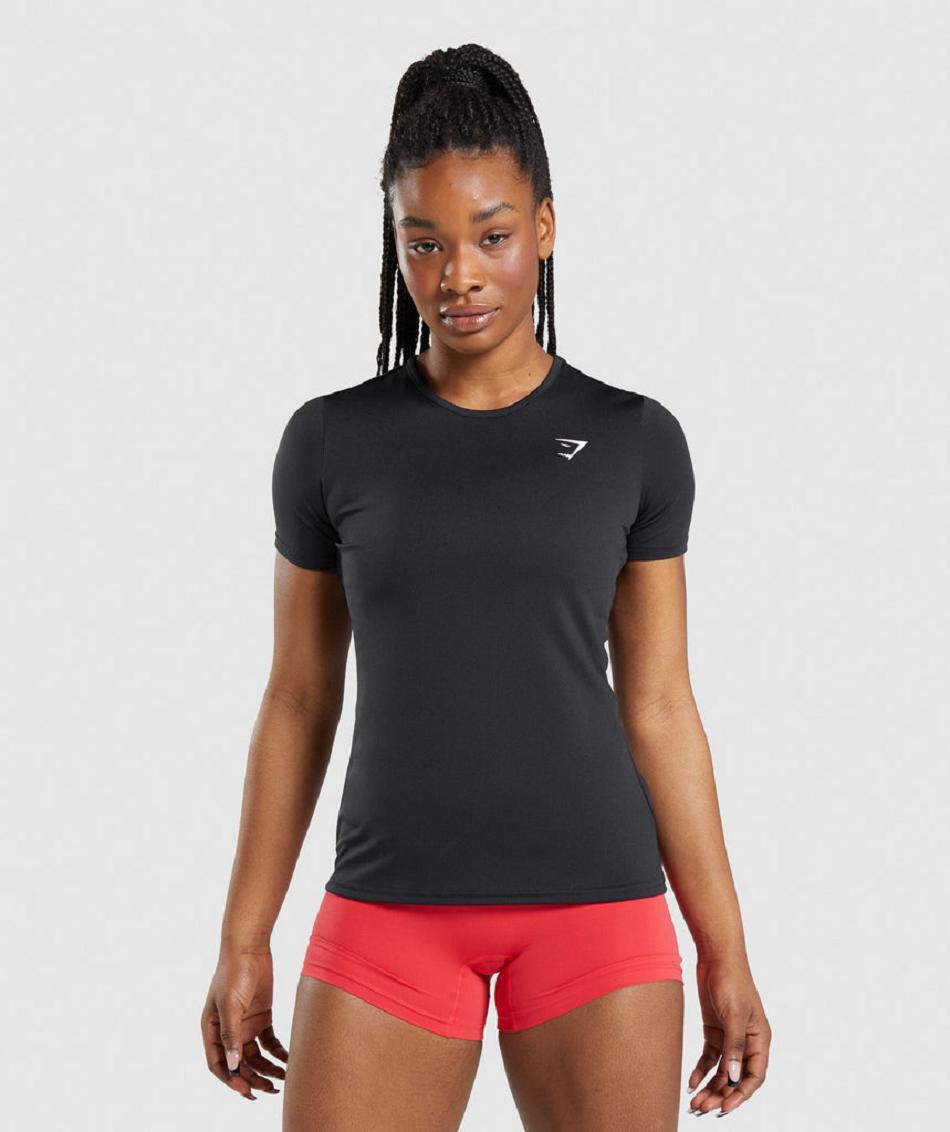 T Shirts Gymshark Entrenamiento Mujer Negras | CO 2265XYU